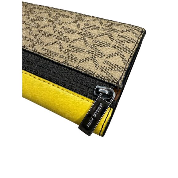 MICHAEL KORS Men’s Cooper Signature Logo Bi-Fold Wallet Canvas Daisy Yellow - Picture 5 of 6